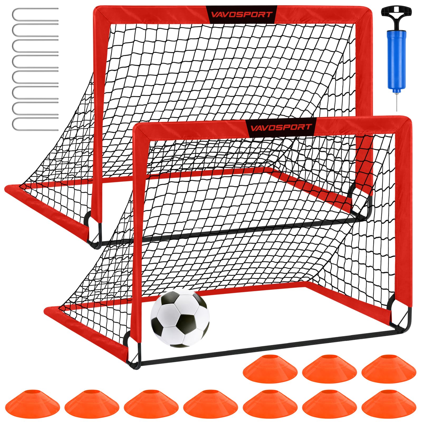 Kids Soccer Goals for Backyard Set - 2 of 4' x 3' Portable Soccer Goal Training Equipment, Pop Up Toddler Soccer Net with Soccer Ball, Soccer Set for Kids and Youth Games, Sports